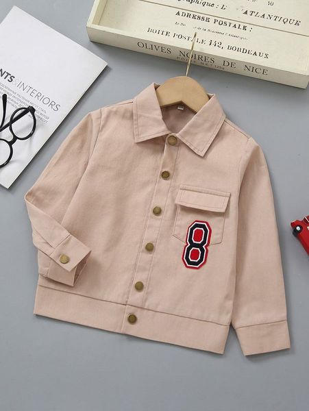 

toddler boys number embroidery flap pocket jacket she, Blue;gray