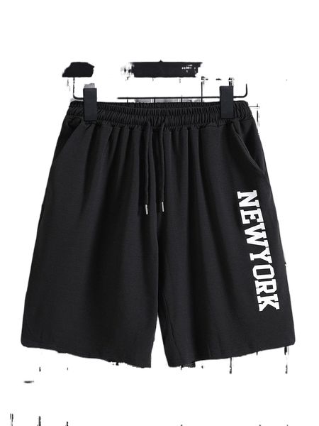 

men letter graphic drawstring waist shorts d3vi#, White;black