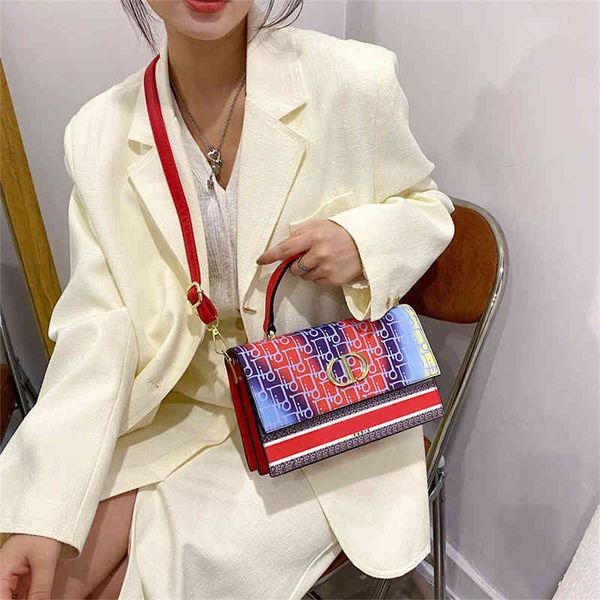 

2022 new designer handbags bags design color spray painting letter printing trend messenger fashion horizontal version small