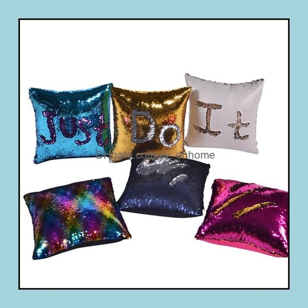 Подушка для подушки для постельного белья домашний текстиль сад LL Persein Plowlows Ers Glitter Mermaid Cushion er dhqnv