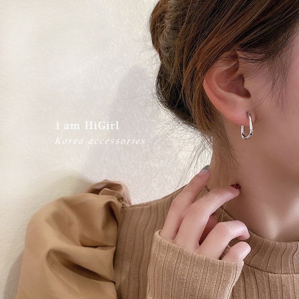 

real gold plating 925 silver needle fashion trend simple earrings japanese and korean creative design geometric ear ring petite earrings, Golden