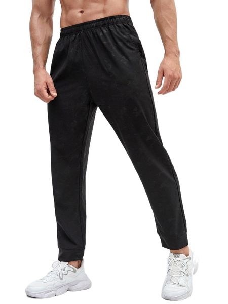

men camo print reflective detail sports pants s3jf#, Black