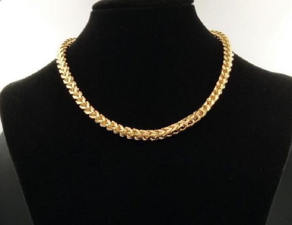 

14k 6mm 60cm chain round ground men's gold plated necklace, Black