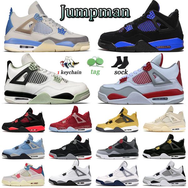 

ale 4 scarpe basketballs shoes jumpman 4s women men trainers sneakers sports white oreo black cat outdoor red thunder midnight navy military, White;red