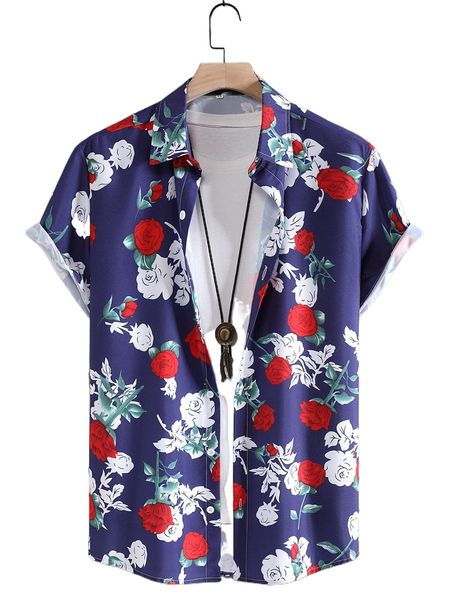 

men floral print shirt without tee a3aa#, White;black