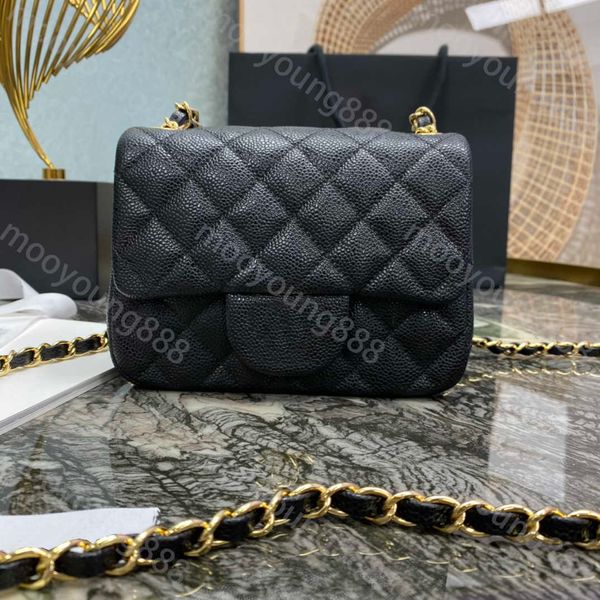

10a tier quality luxury designer mini square flap bag real leather caviar lambskin classic black purse quilted hangbags crossbody