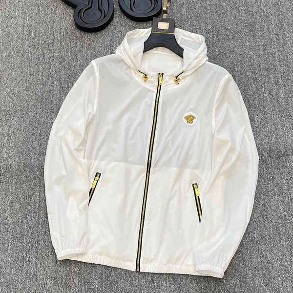 

men's jackets spring and summer light luxury fashion brand medusa sequins drill thin single layer hooded air conditioning room sunscree, Black;brown