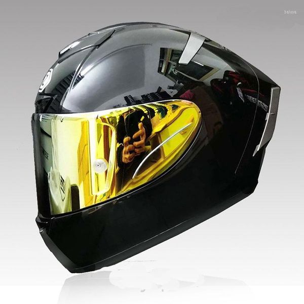 Capacetes de motocicleta Capacete profissional de inverno com máscara de viseira de ouro Full Face Cross AprovedMotorCycle