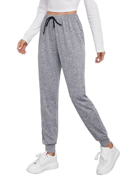 

marbled knit drawstring waist joggers y6vx#, Black;white
