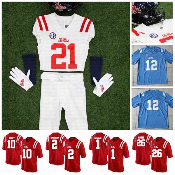 C202 Ole Miss Rebels 2021 NCAA Football Jersey Matt Corral Henry Parrish Jr. Dontario Drummond Chance Campbell Keidron Smith Kinkead Dent John