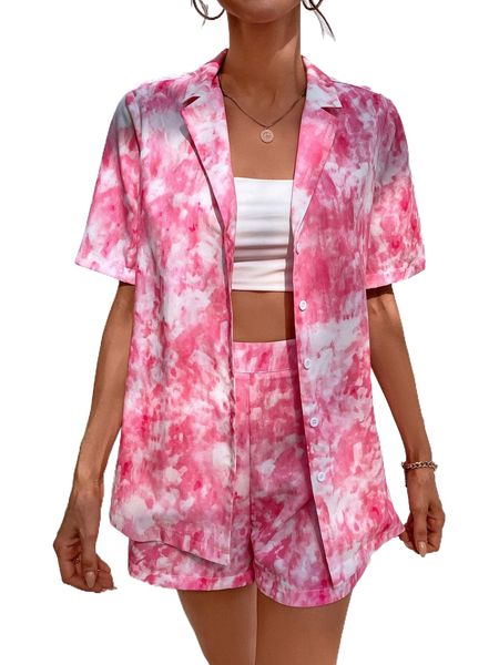 

tie dye blouse & shorts s1du#, White