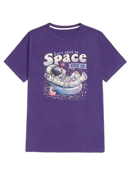 

romwe x eduely guys spaceman print tee z53d#, White;black