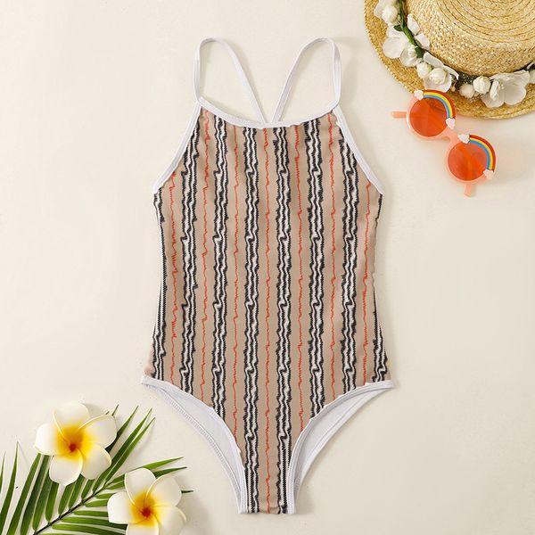 

textile kids bathing suits summer stripe thread head check pattern girl swimsuit set fashion comfortable clothes children's bikinis chi