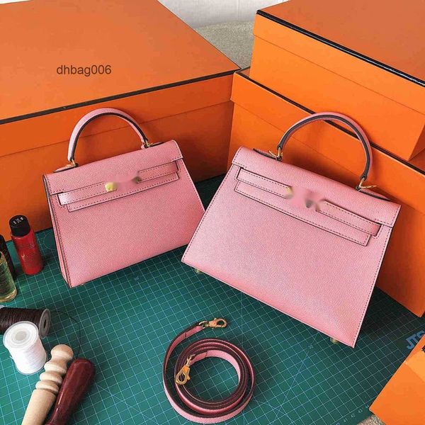 

leather 2022 designer women pink luxurys handbags handbag second generation kelys bag mini portable messenger f23