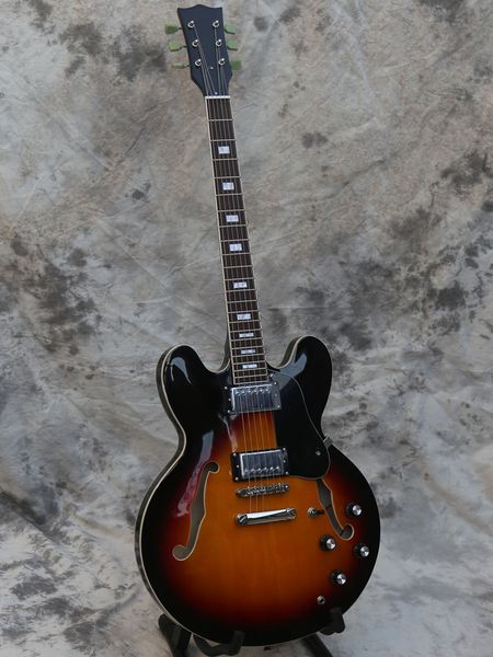 

ms electric guitar semi hollow body sunburst jazz guitar
