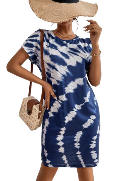 

tie dye tee dress o0ys#, Black;gray