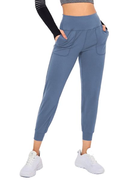 

breathable softness wide waistband slant pocket sports pants h9oq#, Gray