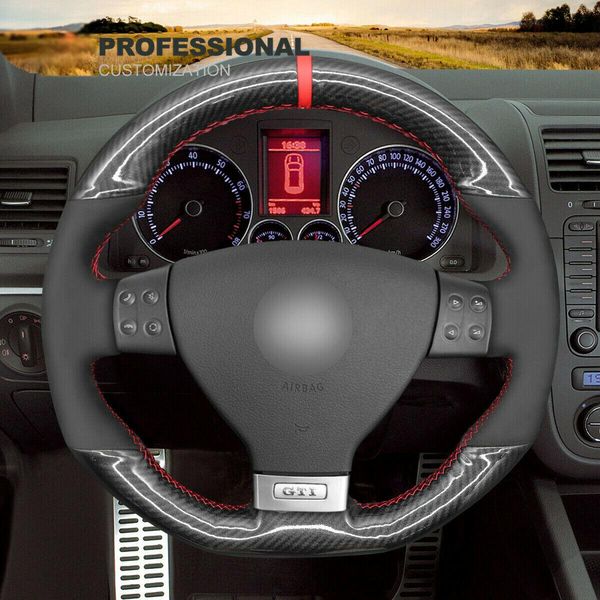 

custom soft black suede carbon fiber steering wheel cover for vw gli gti jetta