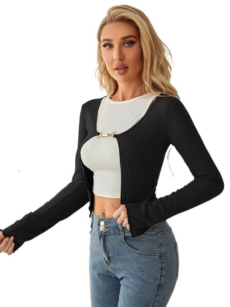 

metal decor ribbed knit without tank 31hx#, White