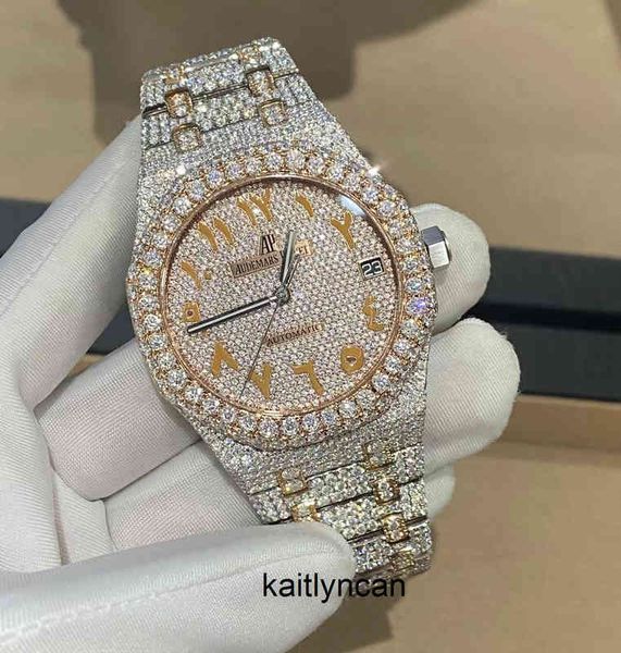 

2022 cashjin icedout watch men luxury wrist watch bling iced out vvs moissanit diamond watch 5ws0cfxz, Slivery;brown