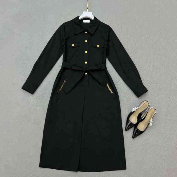 

womens designer dresses fashion brand embroidery pattern trench coat dress luxury dress for women clothing 0912, Black;gray