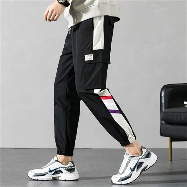 

men fashion sweatpants harem pants brand streetwear joggers men fashion multi-pocket cargo pants men casual trousers lj201221, Black