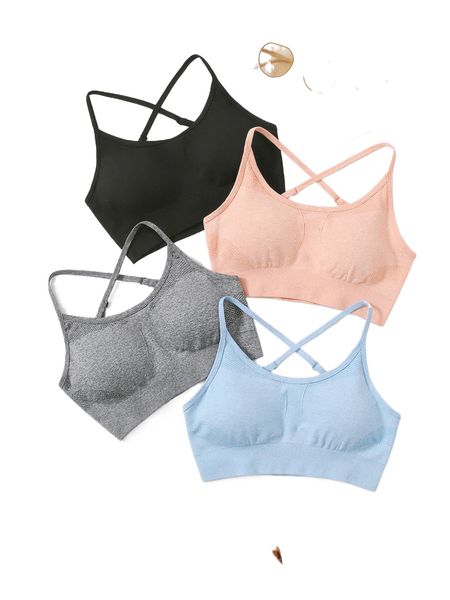

4pcs high support seamless crisscross back sports bra q6we#, Gray