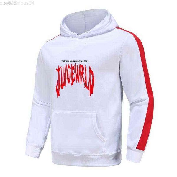 Herren Hoodies Sweatshirts Frühling und Herbst Juice Wrld Print Patch Streifen Mode Sport Hip-Hop Hoodie Tasche Pullover Pullover D22