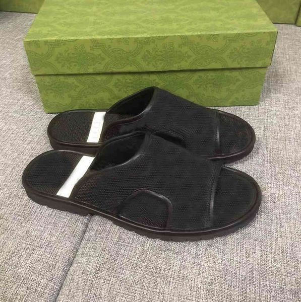 

mens slippers designer flat mules leather slides casual shoes loafers fashion love summer beach slippers with box no382, Black