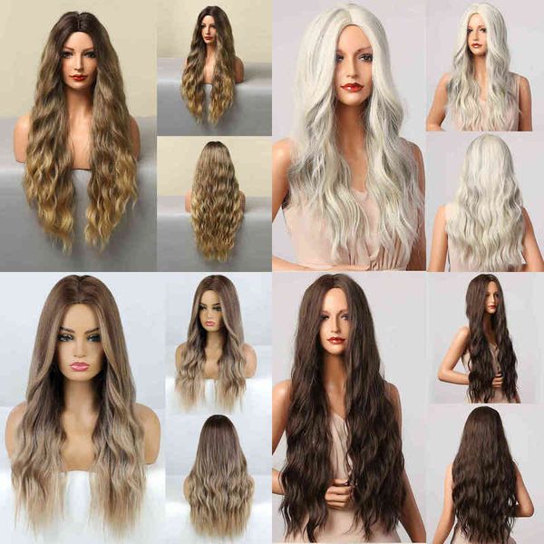 

hair synthetic wigs cosplay henry margu dark brown wave wigs long synthetic wavy natural hair temperature for black/white women daily cospla