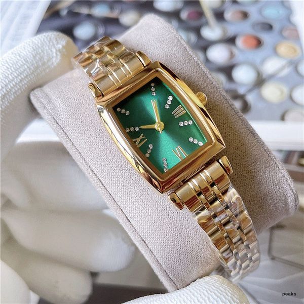 

2022 new women luxury watches three stitches series womens quartz watch european brand steel strap diamond clock fashion girl accessories, Slivery;brown