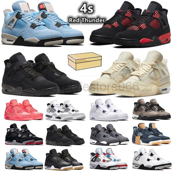 

high 4s 4 basketball shoes university blue white oero shimmer black cat lightning union noir fire red bred pure money metallic purple green