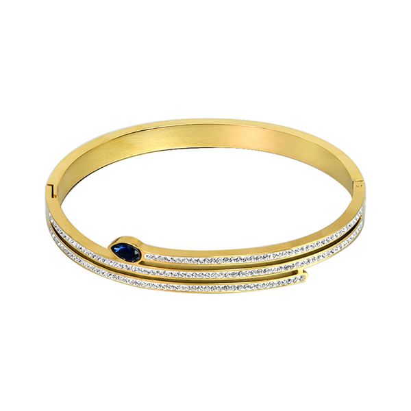 

trendy blue eye snake bracelets & bangles for women geometric triangle stainless steel charms bracelet gold color bangles jewelry party gift, Black