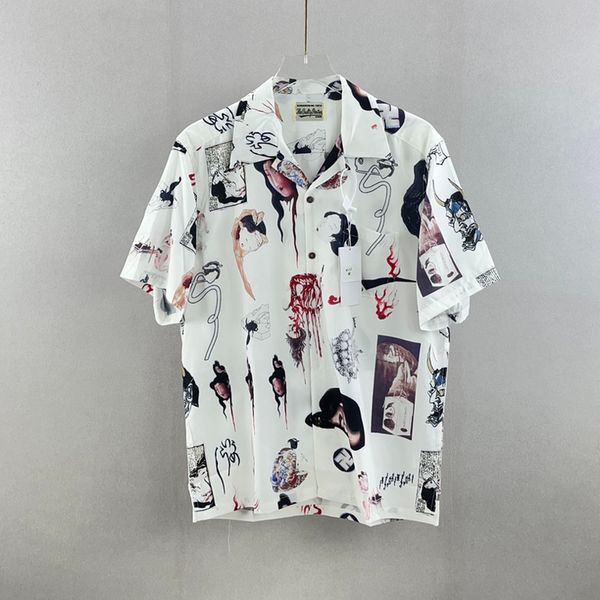 

2022 japan women head pattern tee hawaii beach casual shirt spring summer cool hip hop short sleeve, Black;brown