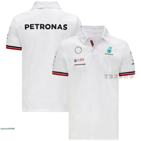 

2022 new summer f1 formula one racing team men's short sleeve polo shirt for mercedes benz season petronas motorsport breathable casual, White;black