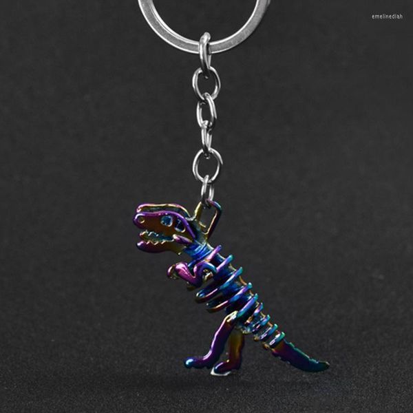 Portachiavi in lega colorato portachiavi teschio dinosauro portachiavi auto Halloween Horror anello pendente regalo fidanzato K4819Portachiavi Emel22