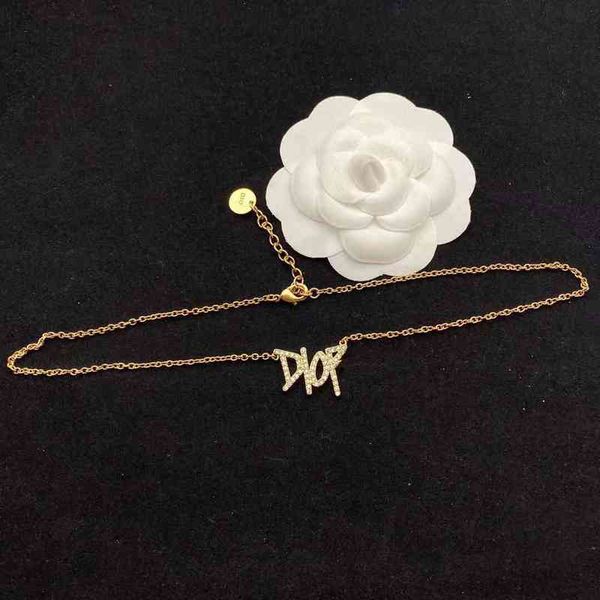 

factory wholesale new full diamond letter necklace women's fashion personality trendy temperament necklace, Silver