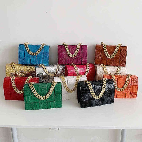 

bags2022 women's bag fashion woven small square chain menger portable lady