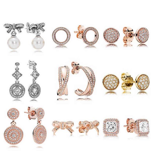 

new 100% 925 sterling silver earring graceful bow knot & white pearl earrings timeless elegance fit bracelet diy making aa220315, Golden;silver