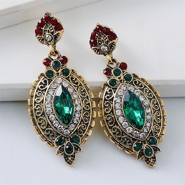 

bohemian vintage alloy diamond acrylic long geometry earrings exaggerated dangle earrings women's fashion earrings, Silver
