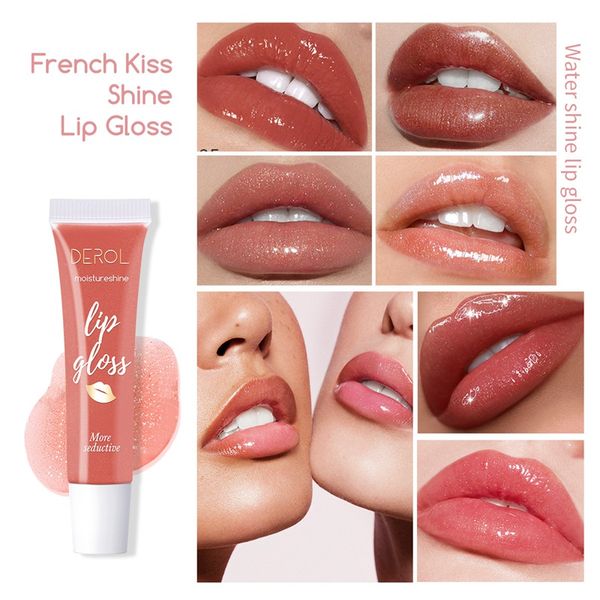 

6 colors shine lip gloss strawberry lip mud glitter mirror water glaze lipstick transparent oil maquillaje makeup lipgloss