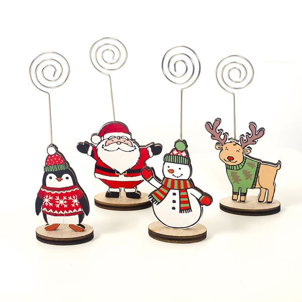 Labelista de Natal Cartoon Desktop Decoration Memo Clip Office Party Seat Card Titis 4 Styles