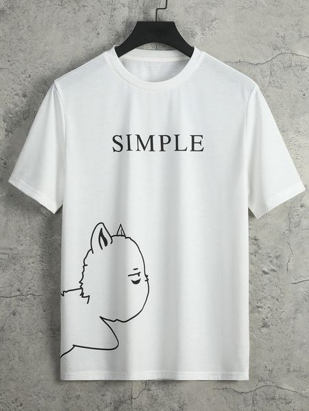 

men cartoon & letter graphic tee f1be#, White;black