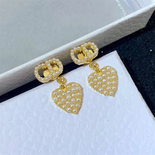 

fine love pearl earrings women's simple heart-shaped personalized earrings, Golden