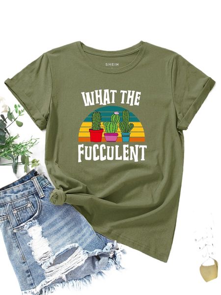 

cactus & slogan graphic tee t3tr#, White