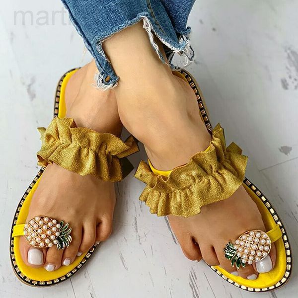 

slippers designer 2020 spring new flat lace toe sandals women wear large beach shoes women7kbd, Black
