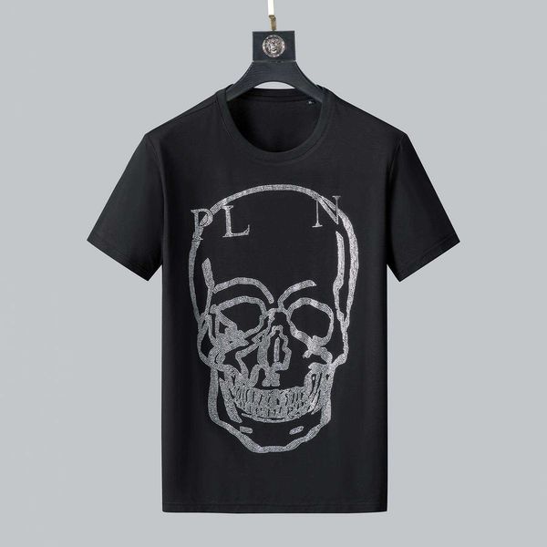 

phillip plain men designer t shirt geometric pattern summer casual tee fashion ins style streetwear loose sport hip-hop, White;black
