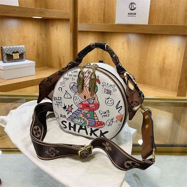 

shop online 85% off spring printed bear round cake version trend foreign style large capacity high texture handbag