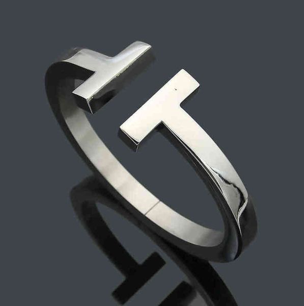 

luxury fashion women bangle bracelets stainless open cuffs thick wide band double t bangles bracelet mens jewlery silver rose gold black pul