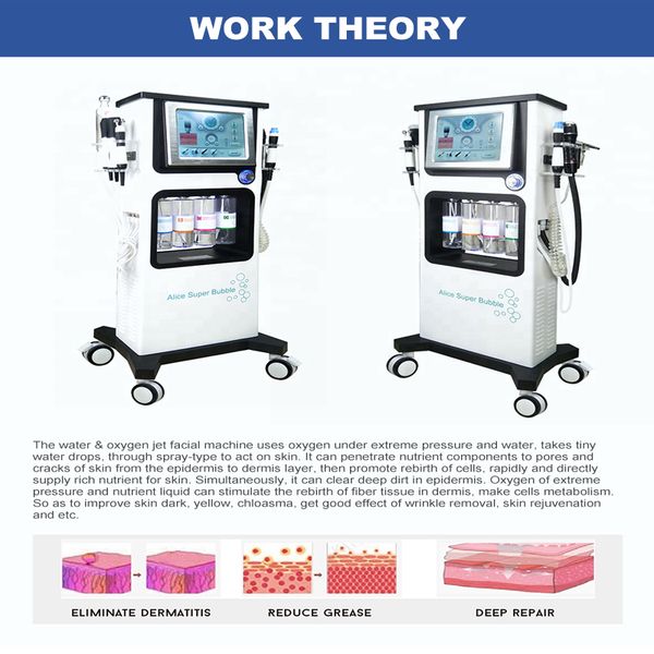 

high pressure water bubble hydra oxygen jet peel hydro o2 facial vaccum dermarbasion deep clean rf eye ultrasonic with mesotherapy sprayer s, Black;white